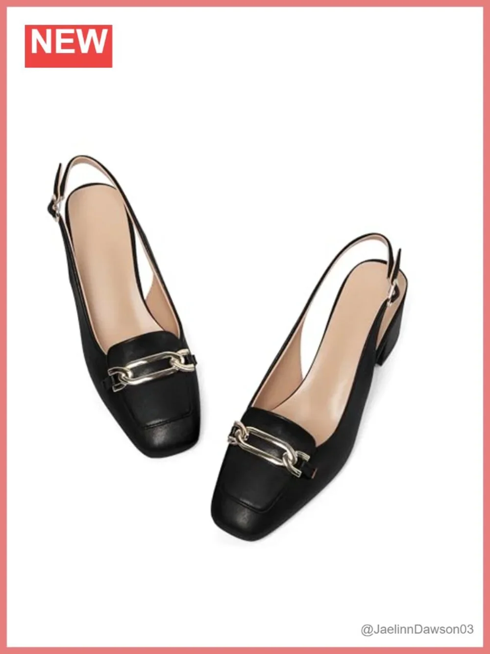 Women Square Toe Slingback Low Block Heel Slip On Pumps